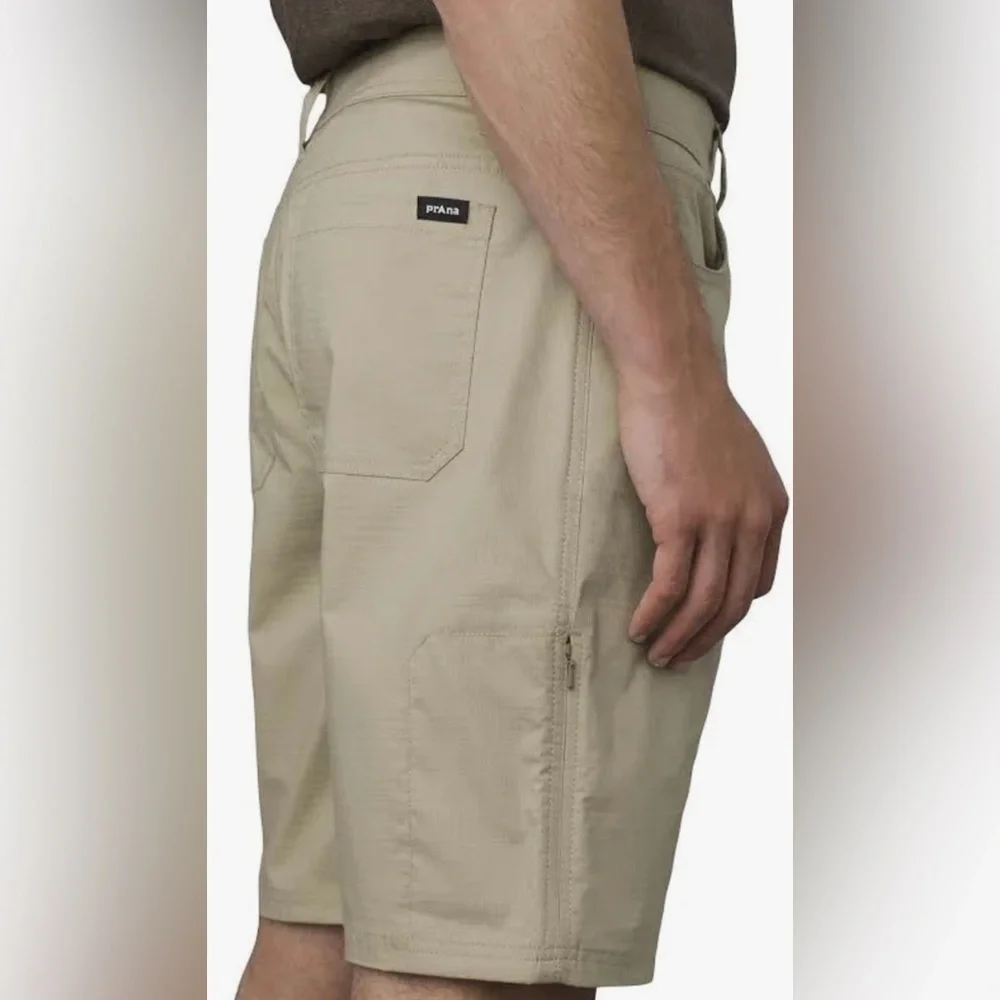 NWT Prana Men’s Double Peak Short Sz 34 10” inseam Sandbar Khaki UPF 50+